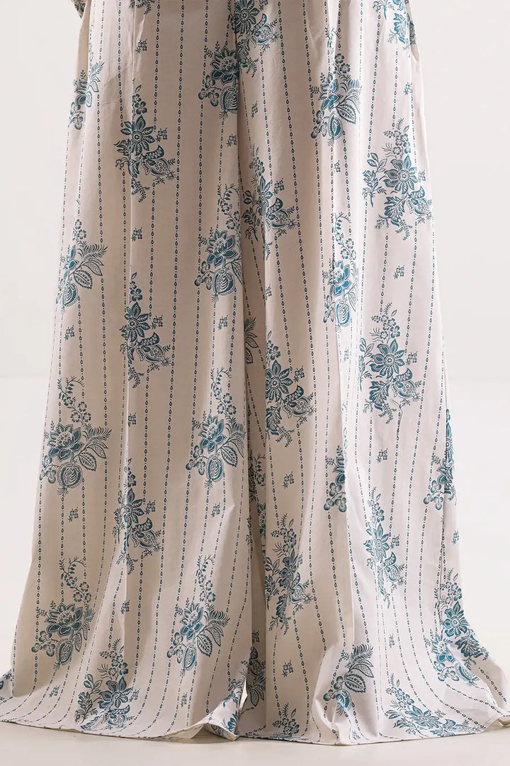 Unstitched Printed Lawn 2 Piece Cream Suit (Shirt/Trouser)