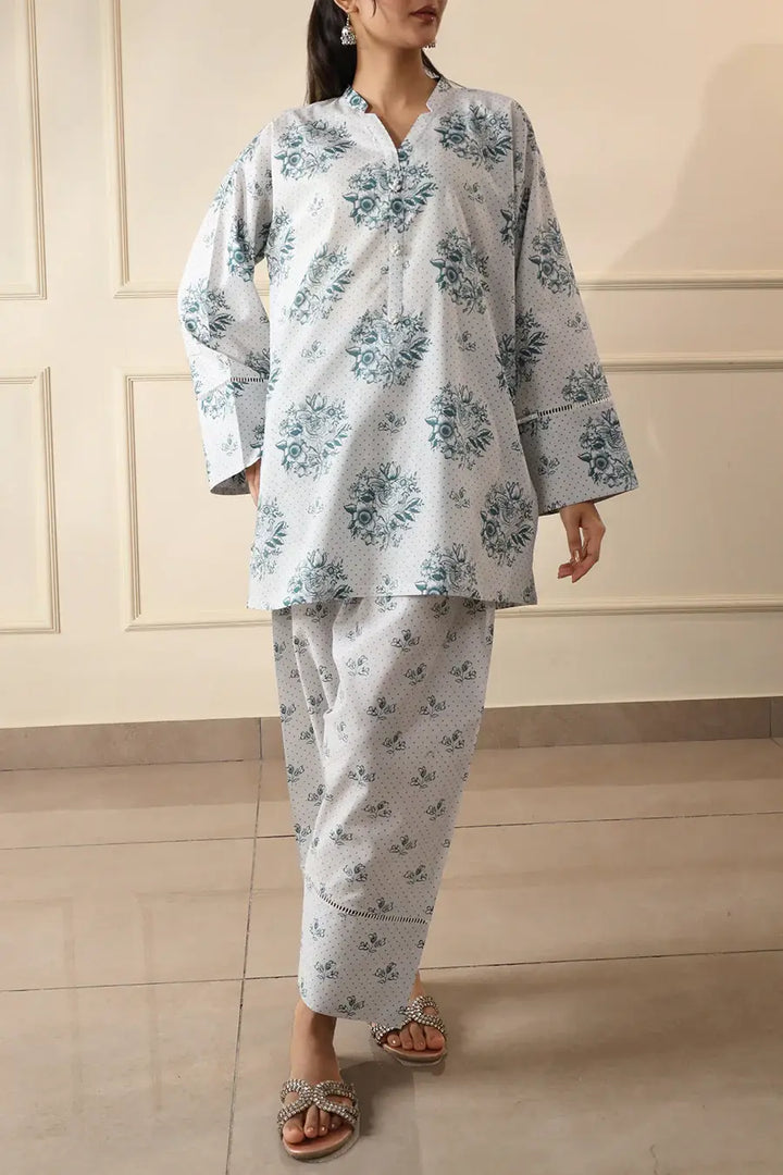 Unstitched Printed Lawn 2 Piece Grey (Shirt/Trouser)