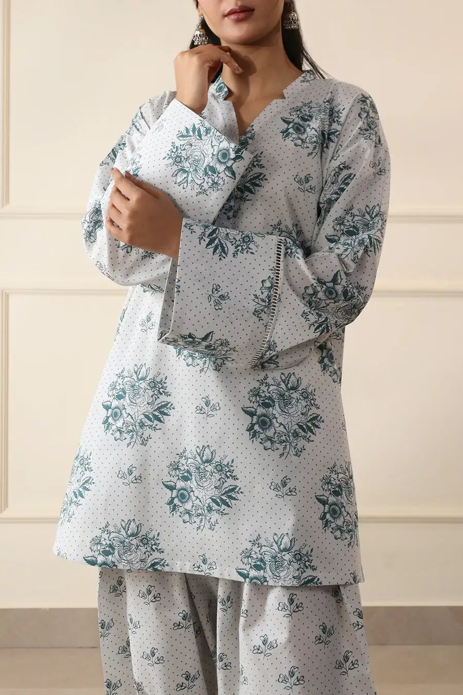 Unstitched Printed Lawn 2 Piece Grey (Shirt/Trouser)