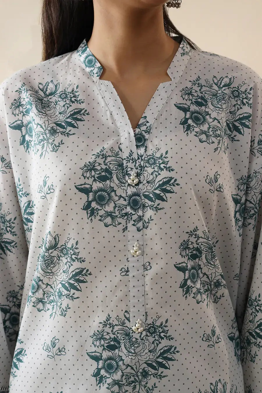 Unstitched Printed Lawn 2 Piece Grey (Shirt/Trouser)