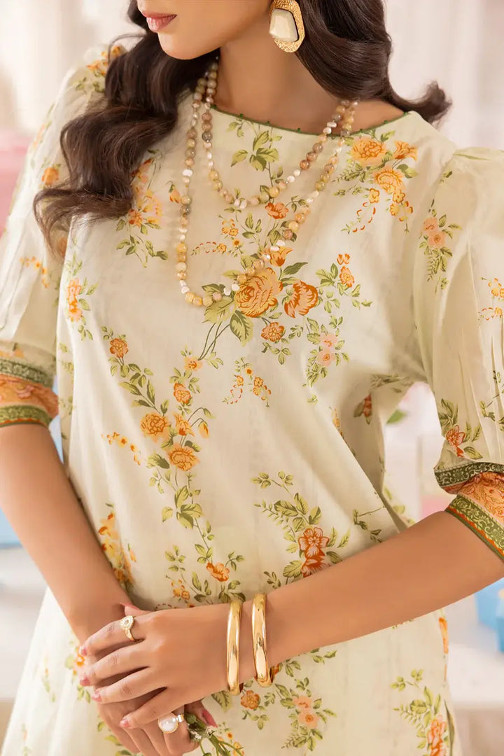 Unstitched Printed Lawn 2 Piece Ivory (Shirt/Trouser)
