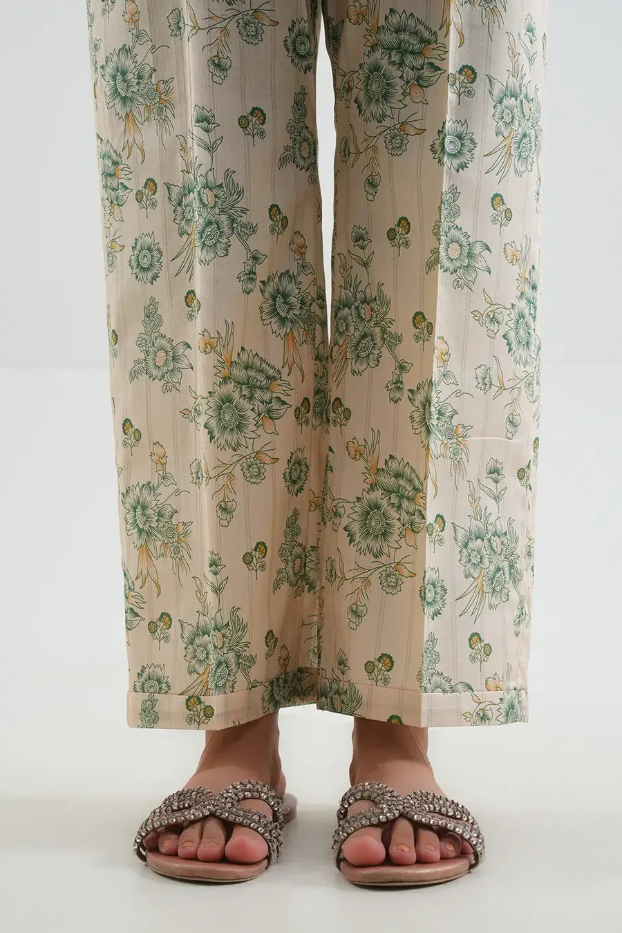 Unstitched Printed Lawn 2 Piece Light Beige (Shirt/Trouser)