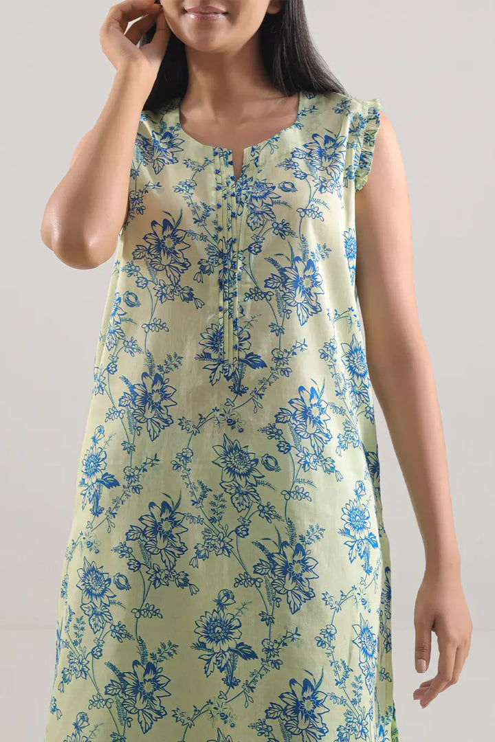 Unstitched Printed Lawn 2 Piece Lime Yellow (Shirt/Trouser)