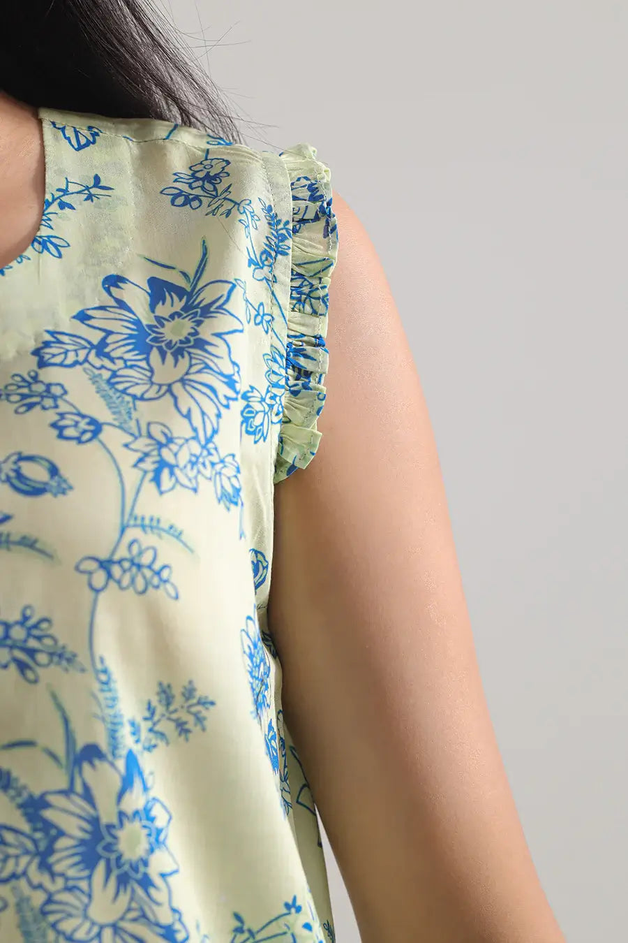 Unstitched Printed Lawn 2 Piece Lime Yellow (Shirt/Trouser)
