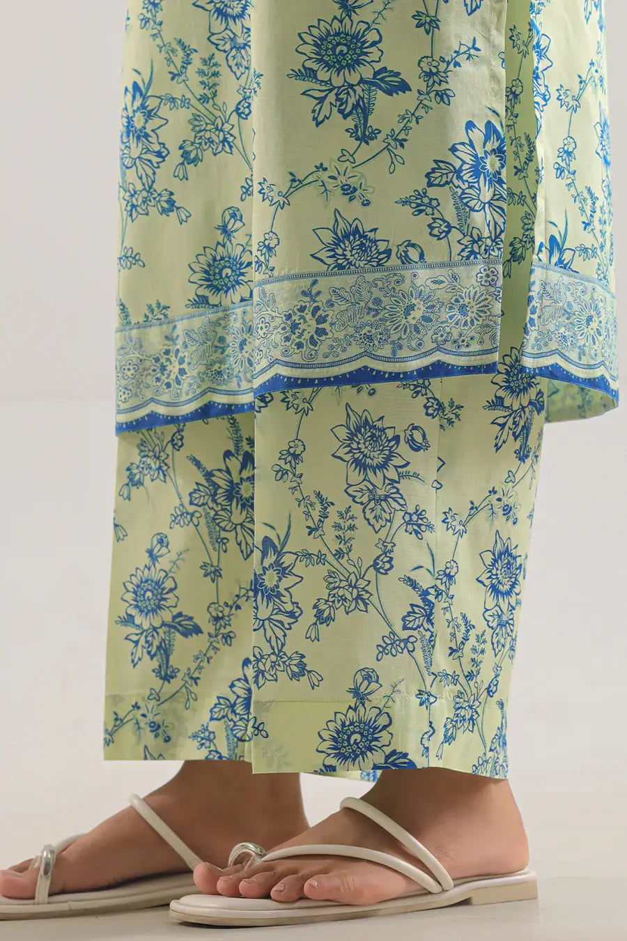 Unstitched Printed Lawn 2 Piece Lime Yellow (Shirt/Trouser)