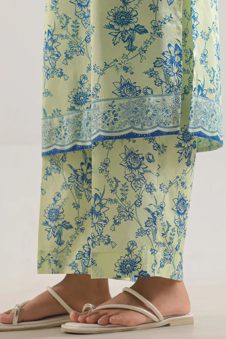 Unstitched Printed Lawn 2 Piece Lime Yellow (Shirt/Trouser)