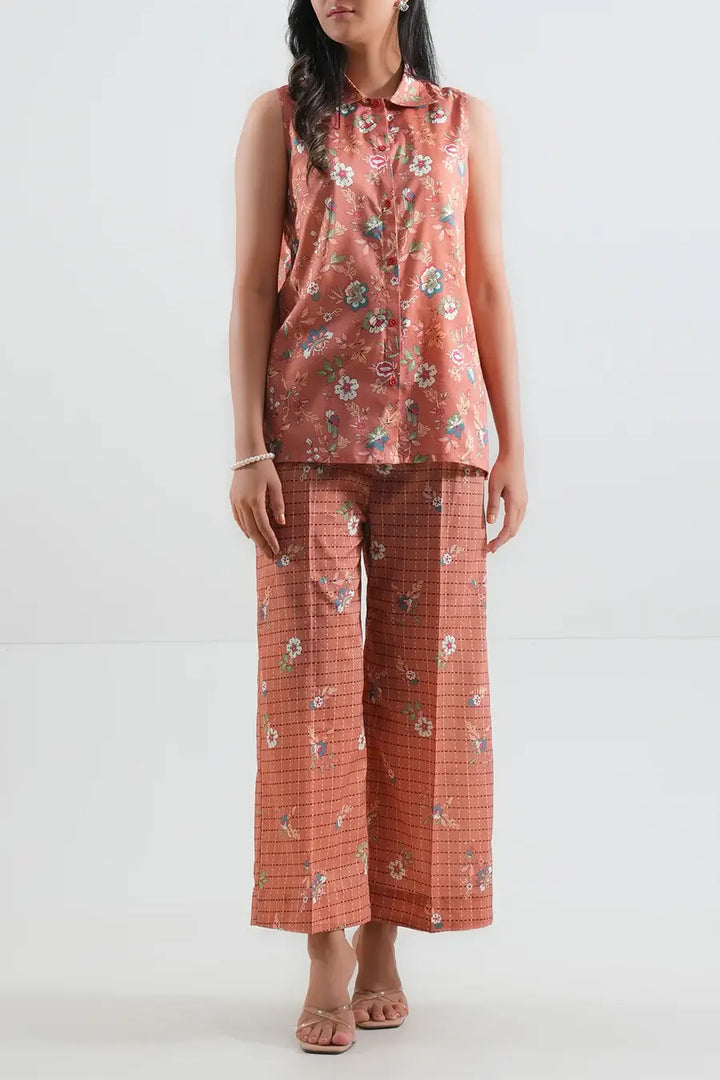 Unstitched Printed Lawn 2 Piece Mocha (Shirt/Trouser)