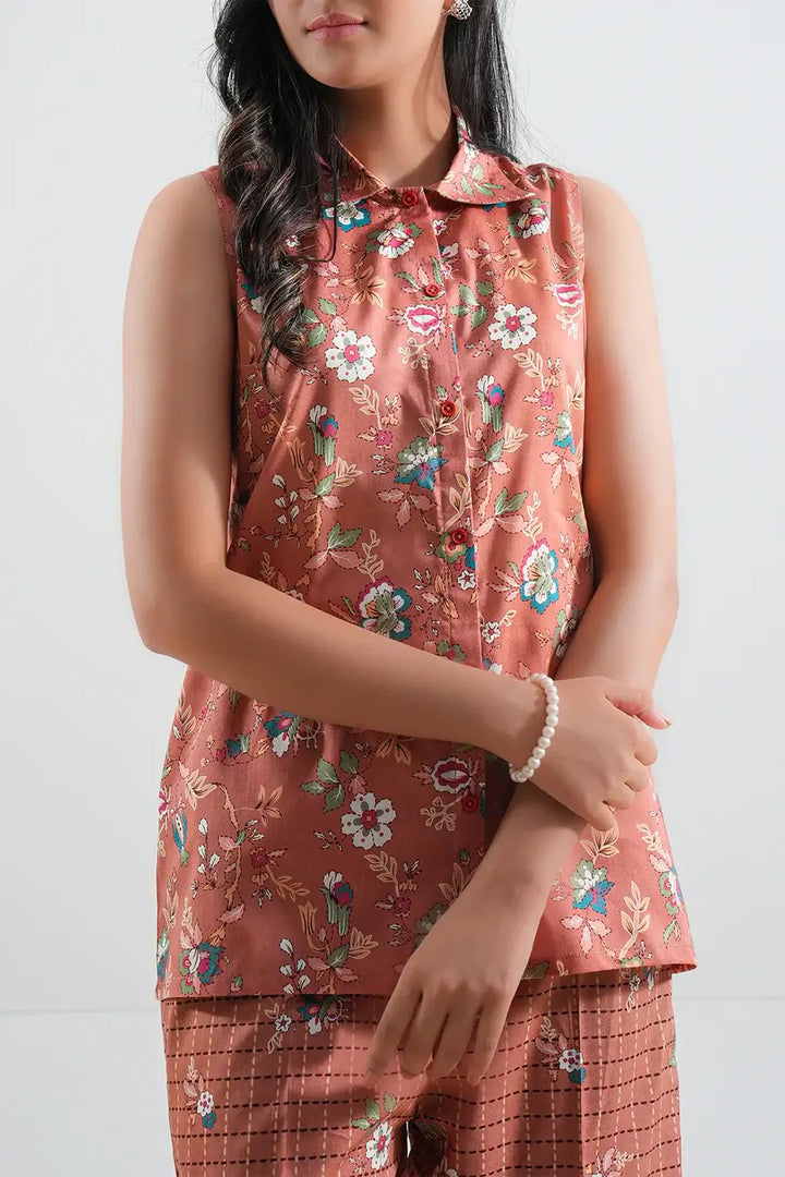 Unstitched Printed Lawn 2 Piece Mocha (Shirt/Trouser)