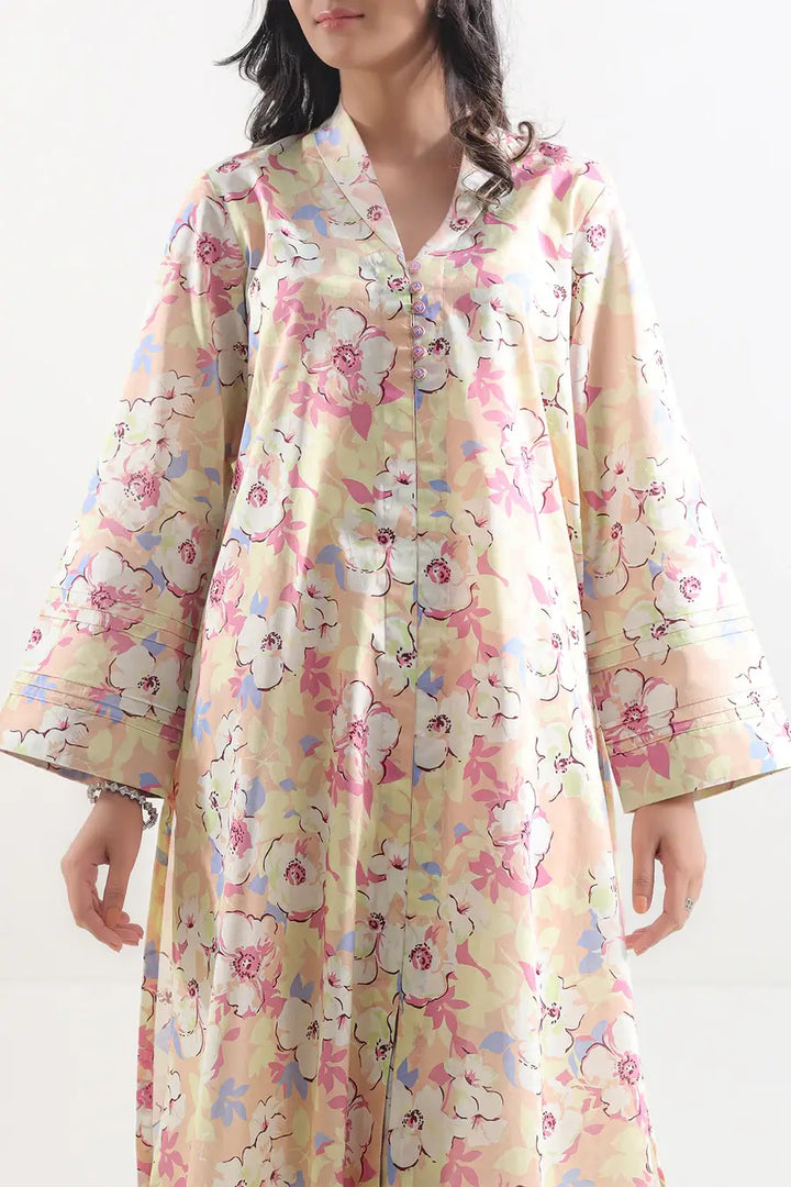 Unstitched Printed Lawn 2 Piece Pastel Peach (Shirt/Trouser)