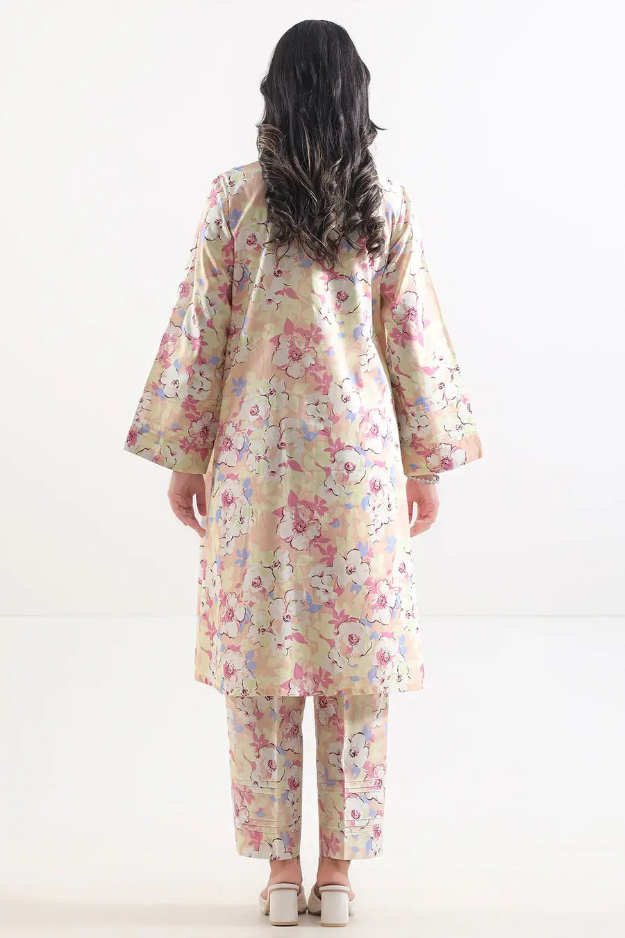 Unstitched Printed Lawn 2 Piece Pastel Peach (Shirt/Trouser)