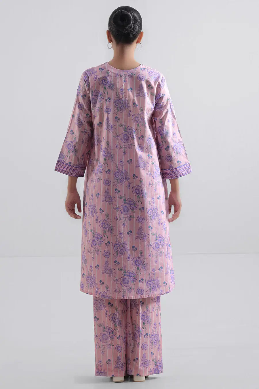 Unstitched Printed Lawn 2 Piece Pink Suit (Shirt/Trouser)