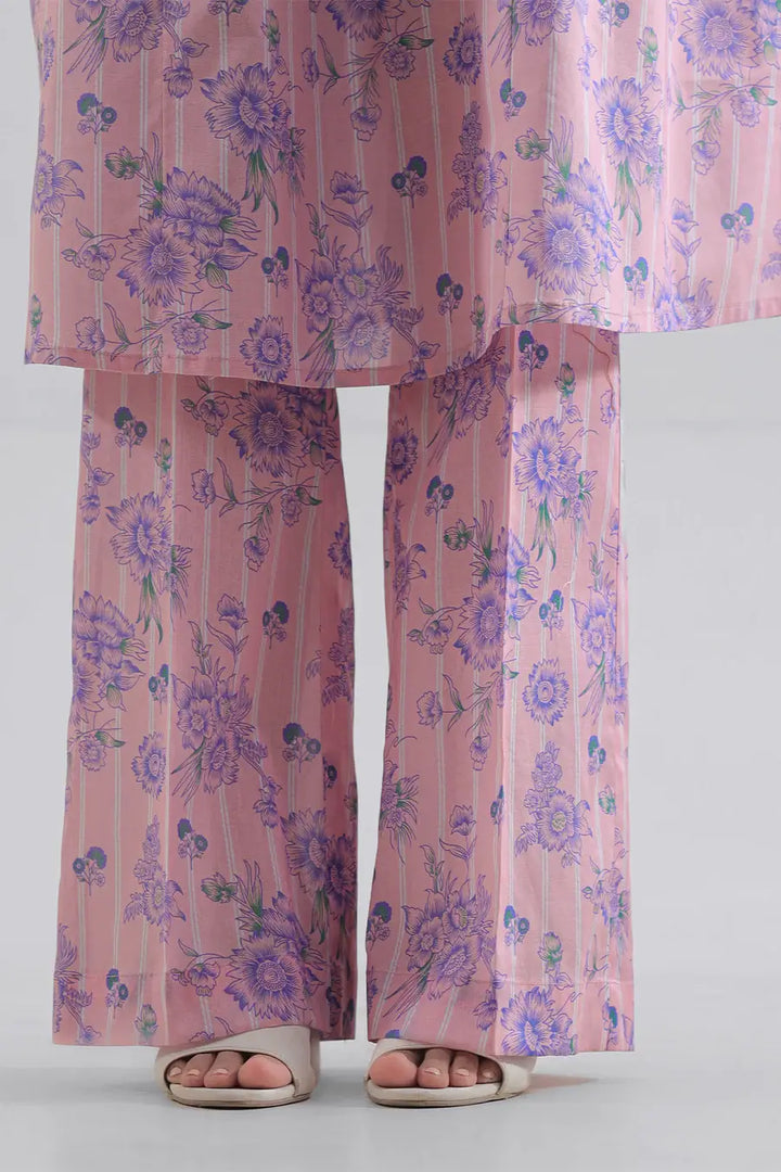 Unstitched Printed Lawn 2 Piece Pink Suit (Shirt/Trouser)