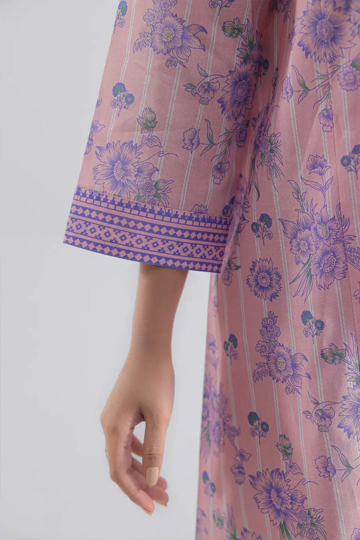 Unstitched Printed Lawn 2 Piece Pink Suit (Shirt/Trouser)