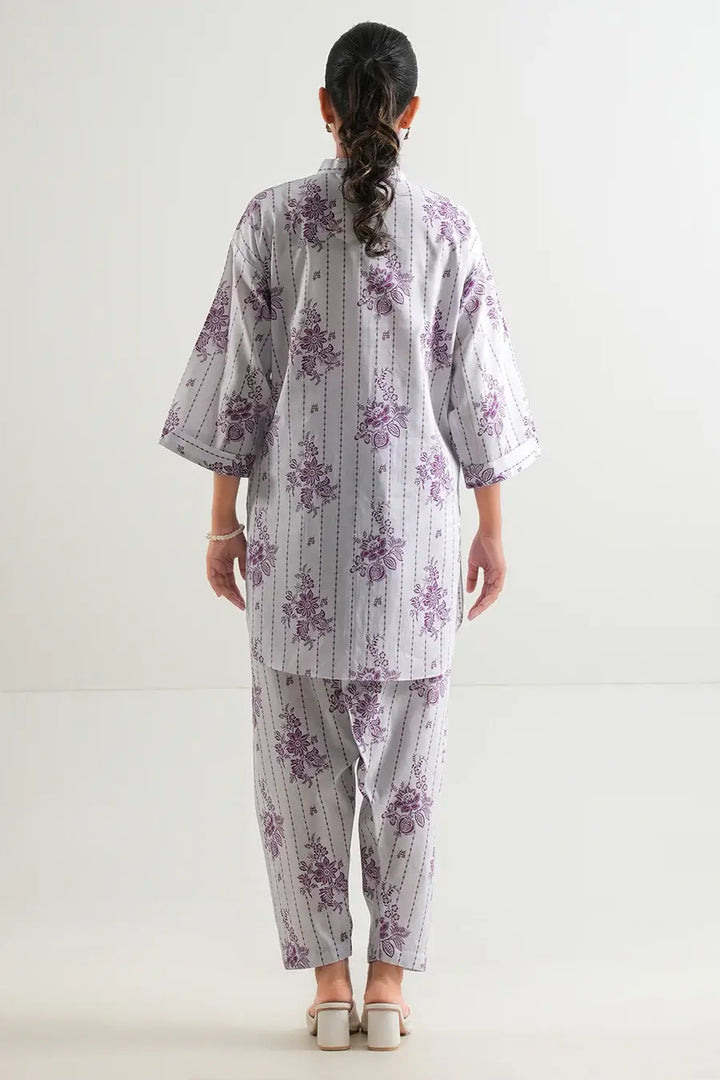 Unstitched Printed Lawn 2 Piece Purple (Shirt/Trouser)