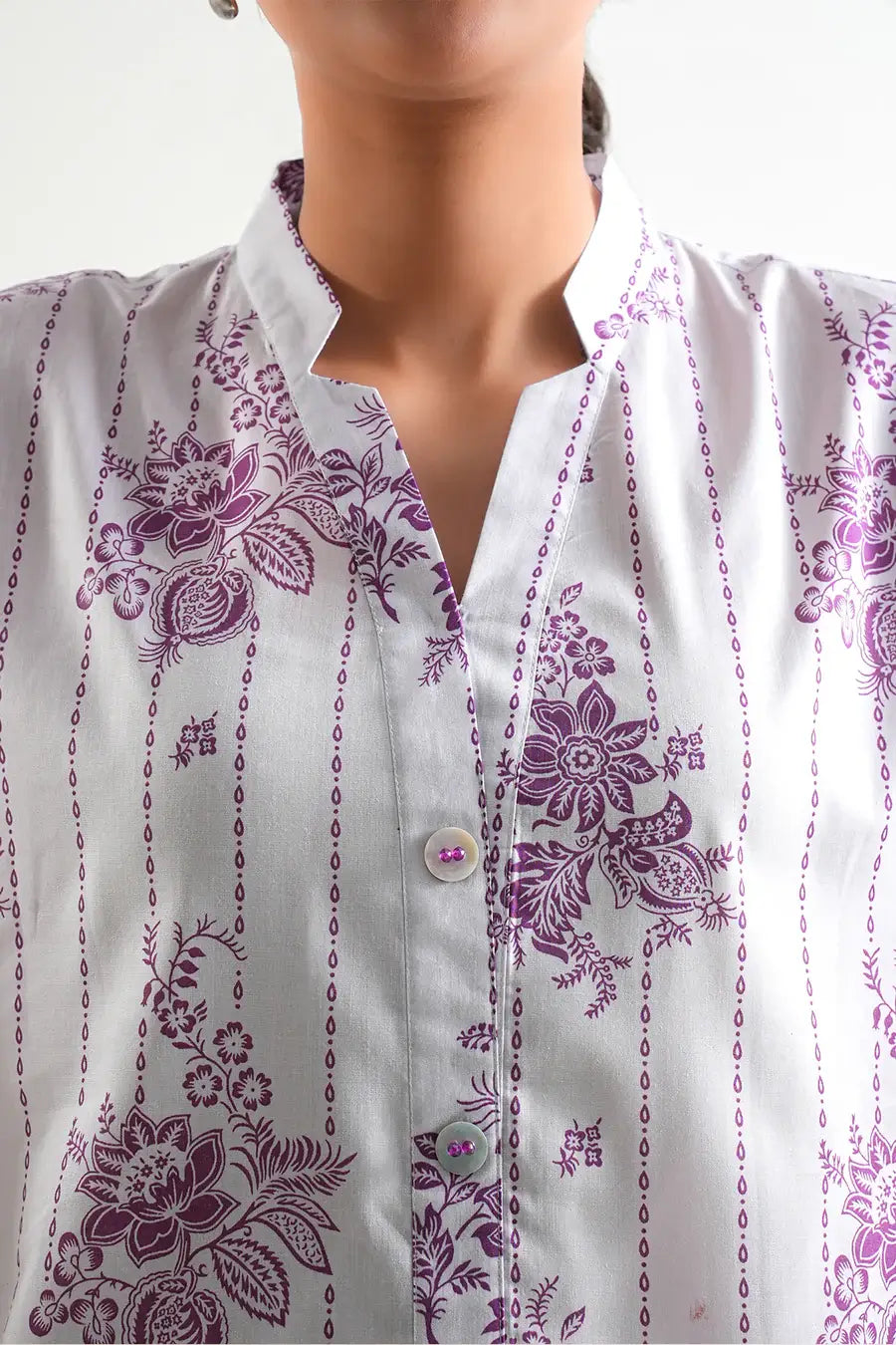 Unstitched Printed Lawn 2 Piece Purple (Shirt/Trouser)