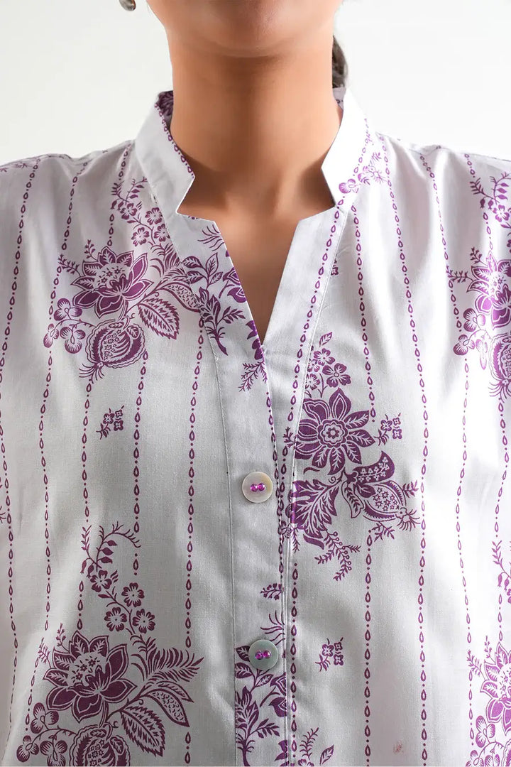 Unstitched Printed Lawn 2 Piece Purple (Shirt/Trouser)