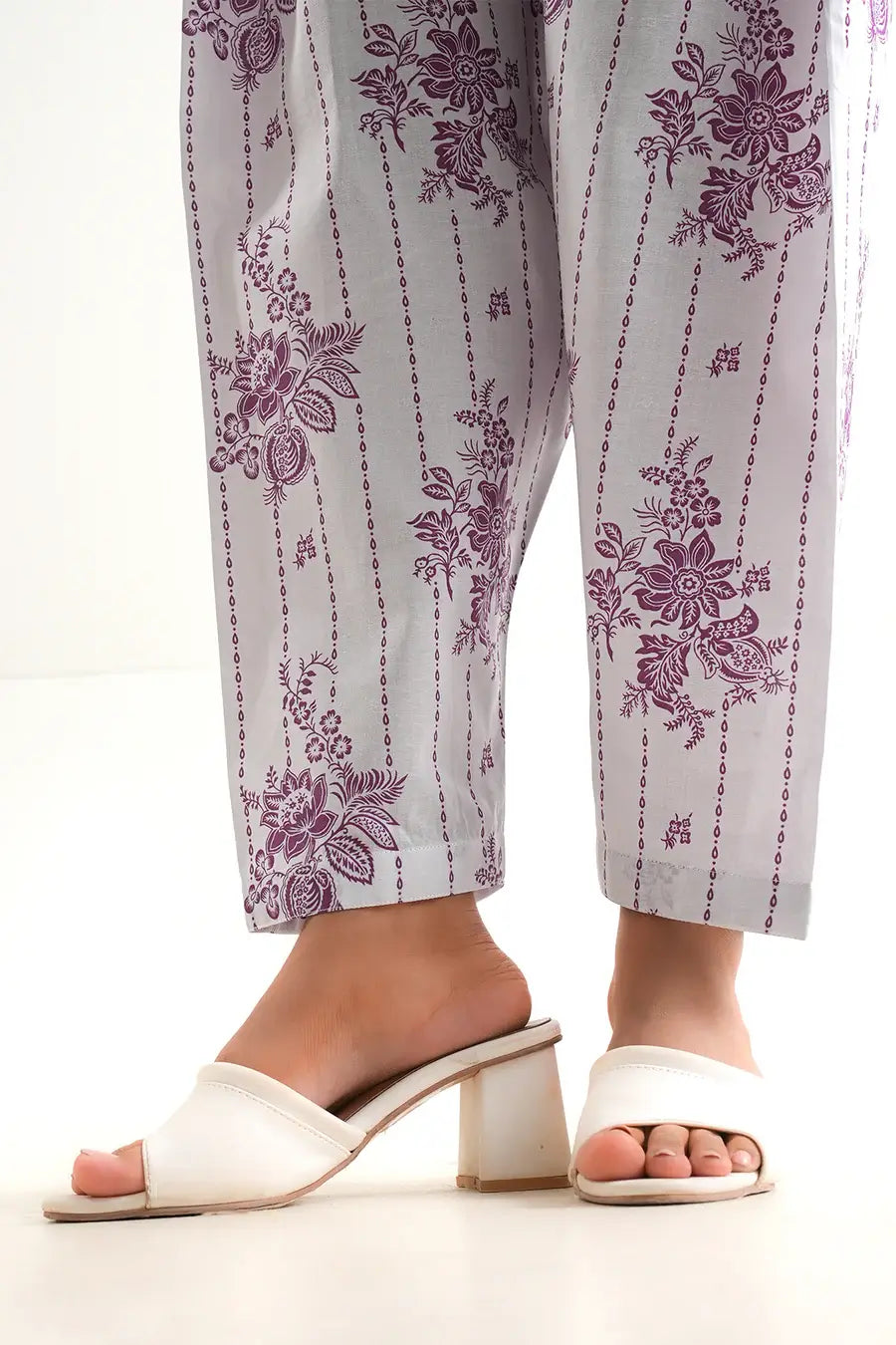 Unstitched Printed Lawn 2 Piece Purple (Shirt/Trouser)