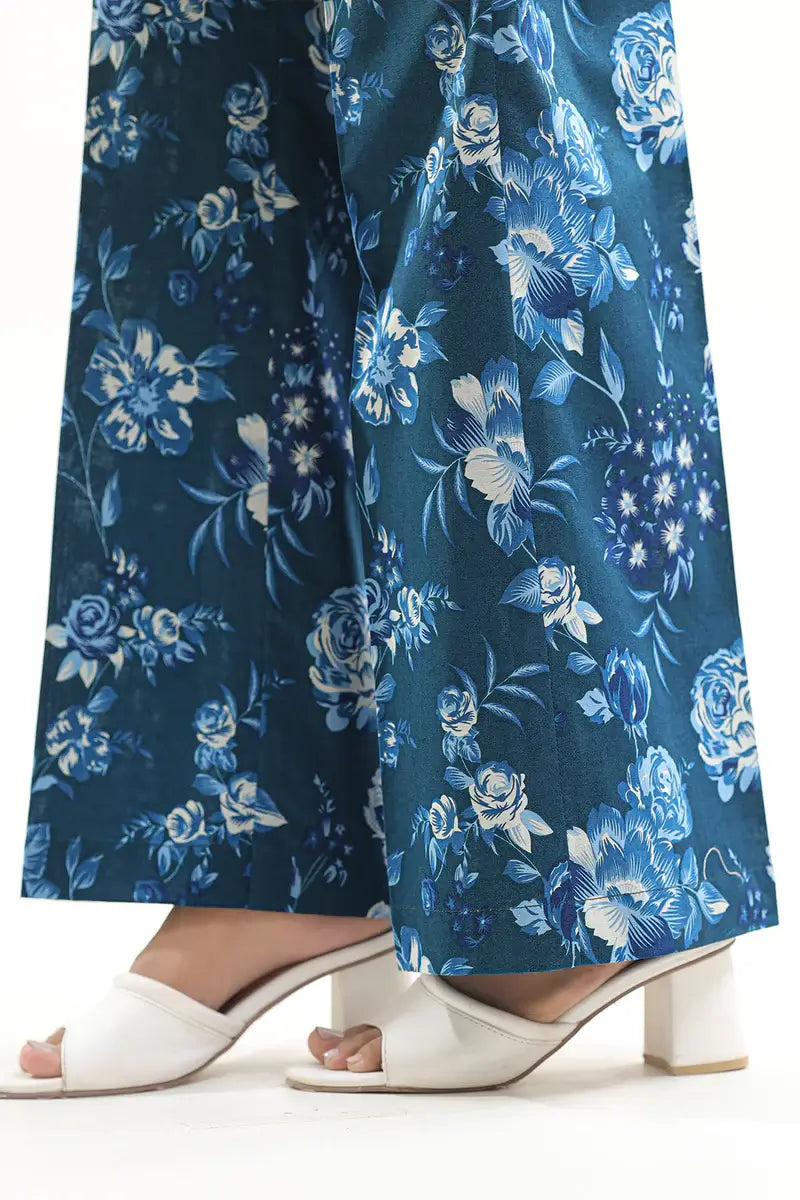 Unstitched Printed Lawn 2 Piece Teal Blue (Shirt/Trouser)
