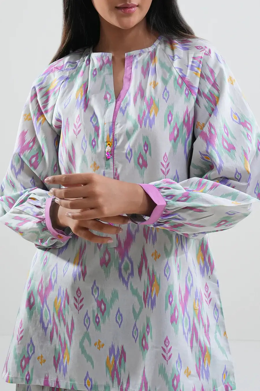 Unstitched Printed Lawn 2 Piece White (Shirt/Trouser)