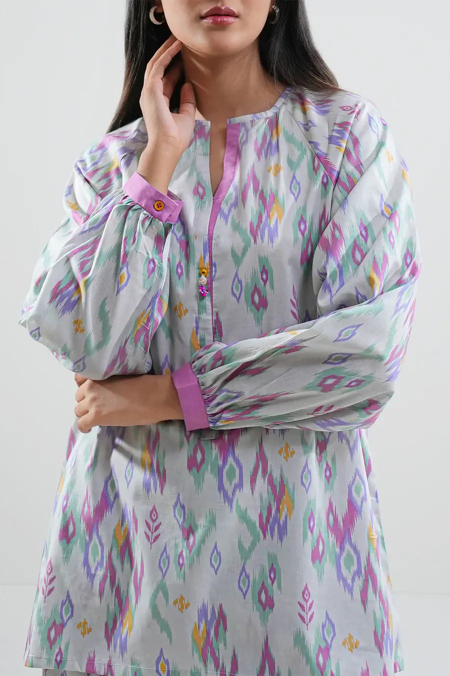 Unstitched Printed Lawn 2 Piece White (Shirt/Trouser)