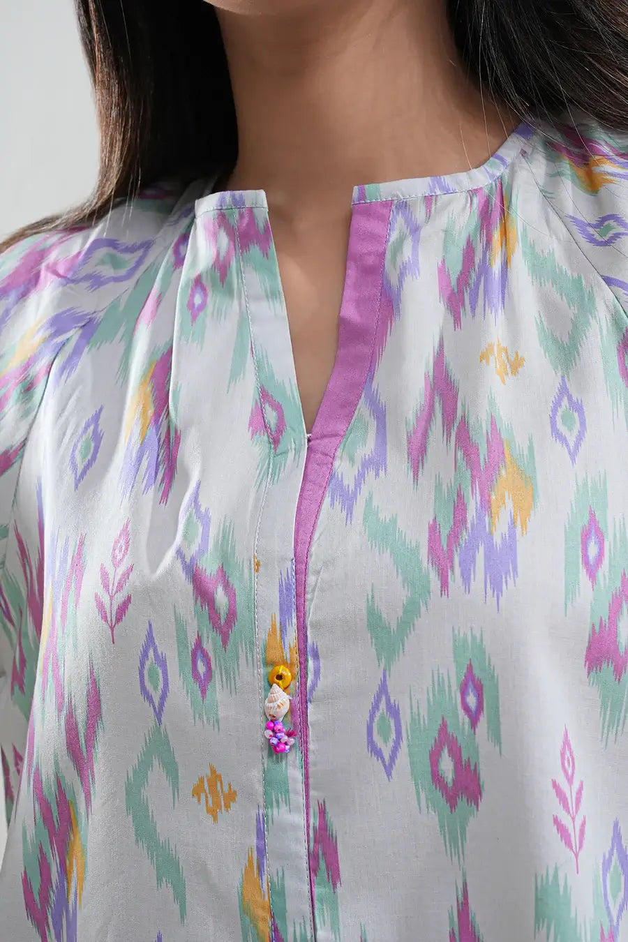 Unstitched Printed Lawn 2 Piece White (Shirt/Trouser)