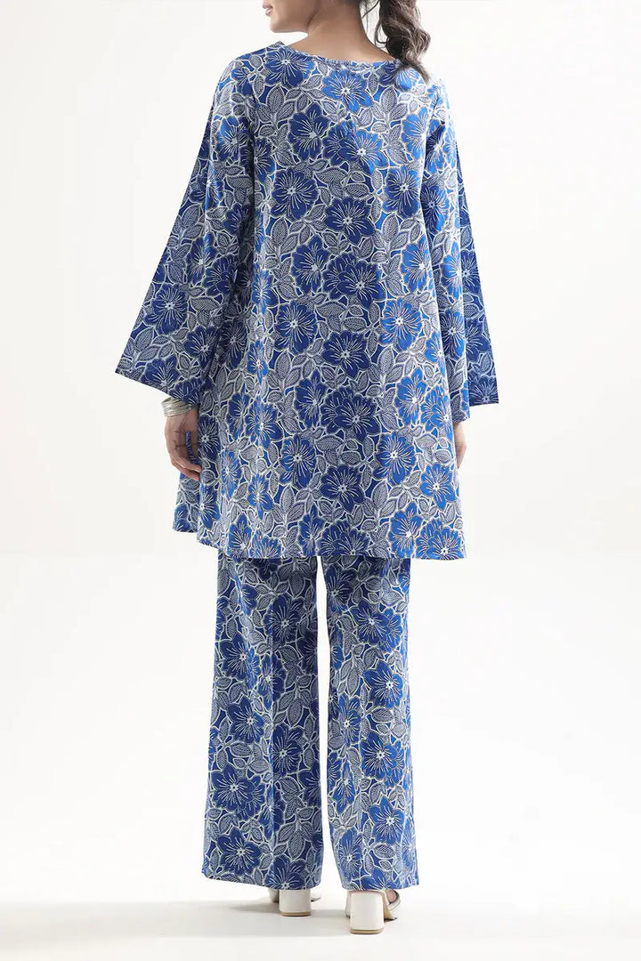 Unstitched Printed Lawn 2 Piece Blue (Shirt/Trouser)