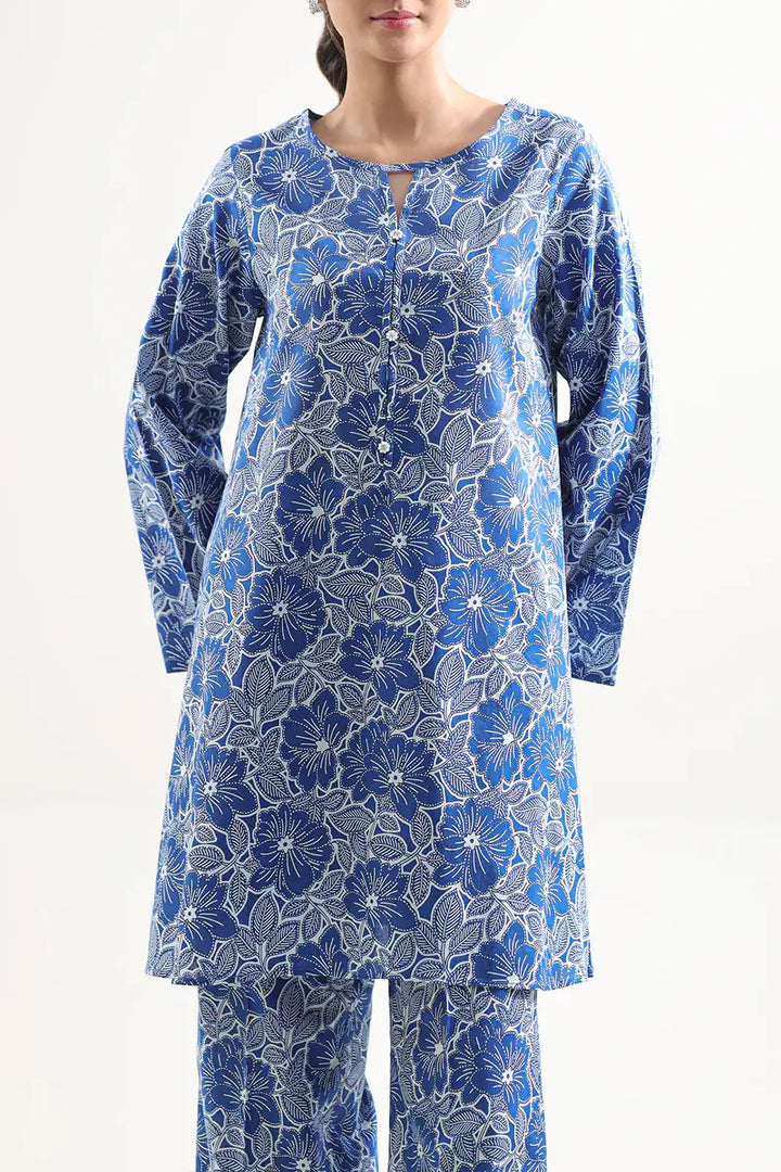 Unstitched Printed Lawn 2 Piece Blue (Shirt/Trouser)