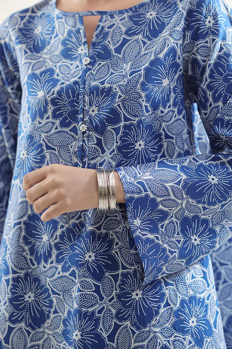 Unstitched Printed Lawn 2 Piece Blue (Shirt/Trouser)