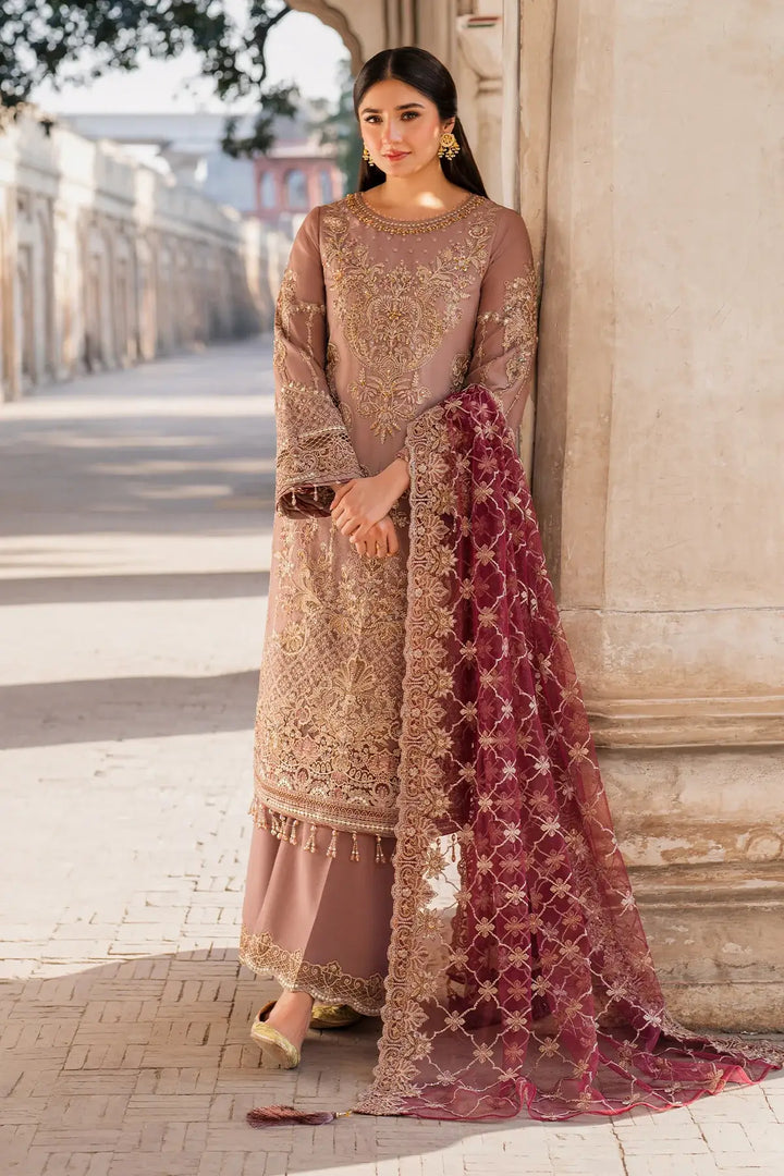 Zohra 3-Piece Unstitched Luxury Organza Suit Pink