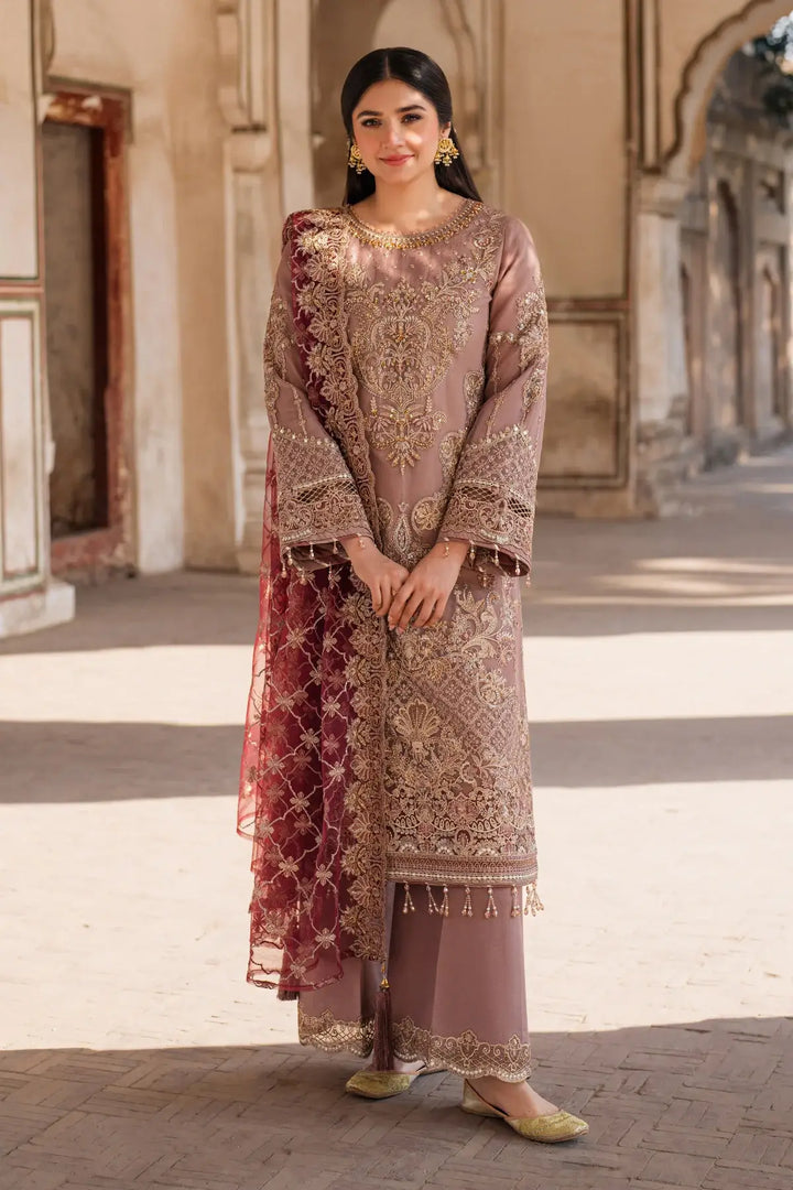 Zohra 3-Piece Unstitched Luxury Organza Suit Pink