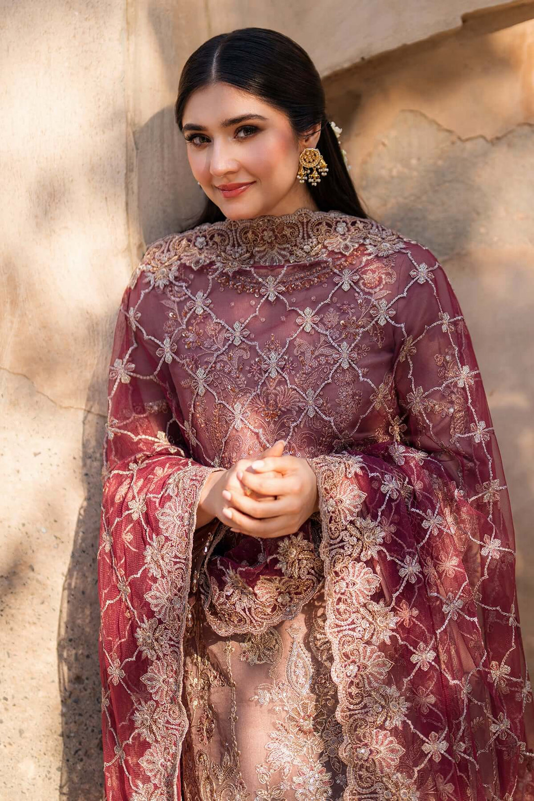 Zohra 3-Piece Unstitched Luxury Organza Suit Pink
