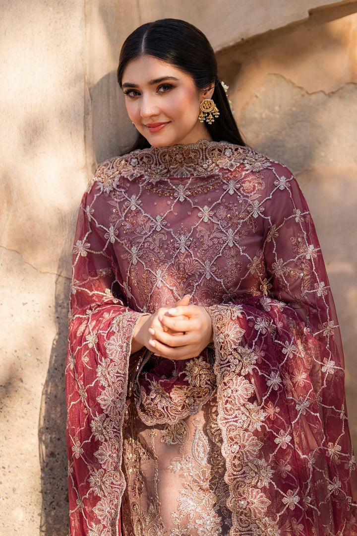 Zohra 3-Piece Unstitched Luxury Organza Suit Pink